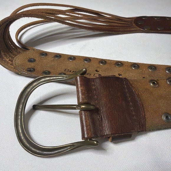 Buckle, Boho Brown Leather and Antique Brass Belt size 34 main image 8
